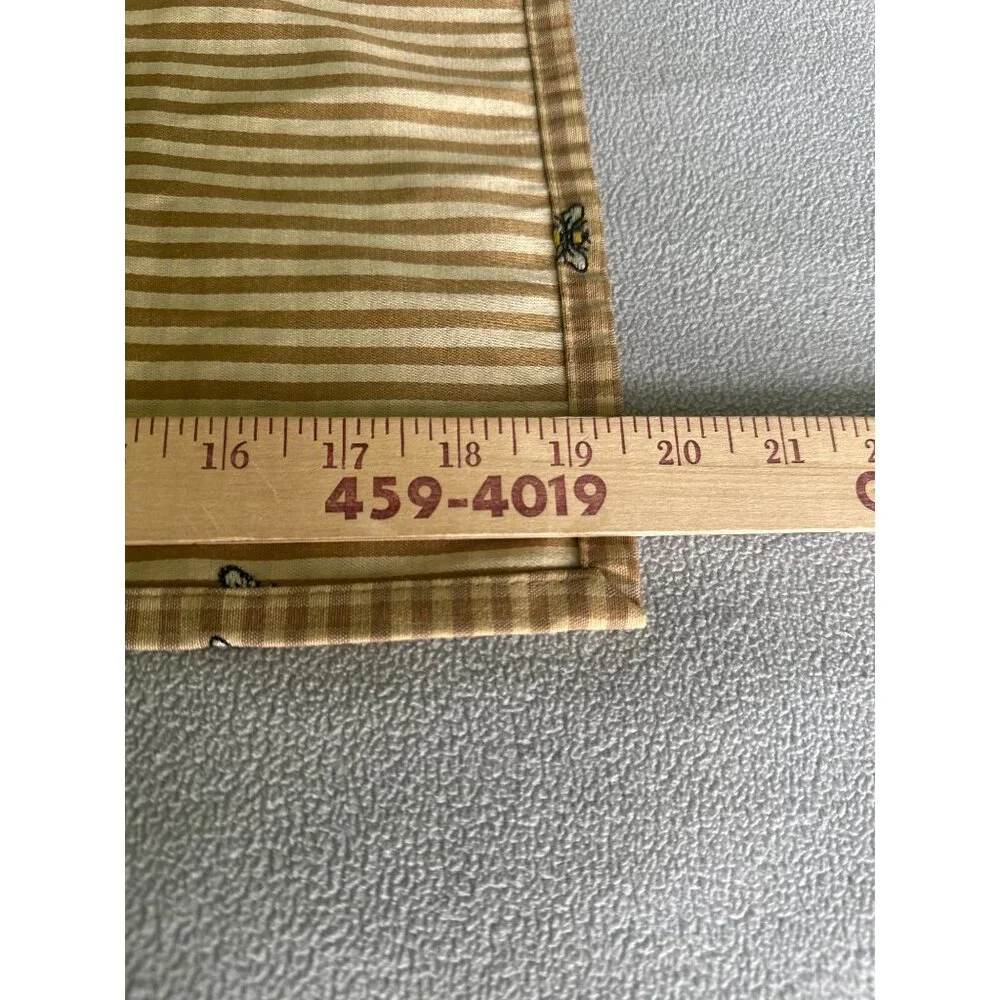 French Country Cloth Napkin Embroider Bee Micro Checked Bread Liner Square 3 Lot